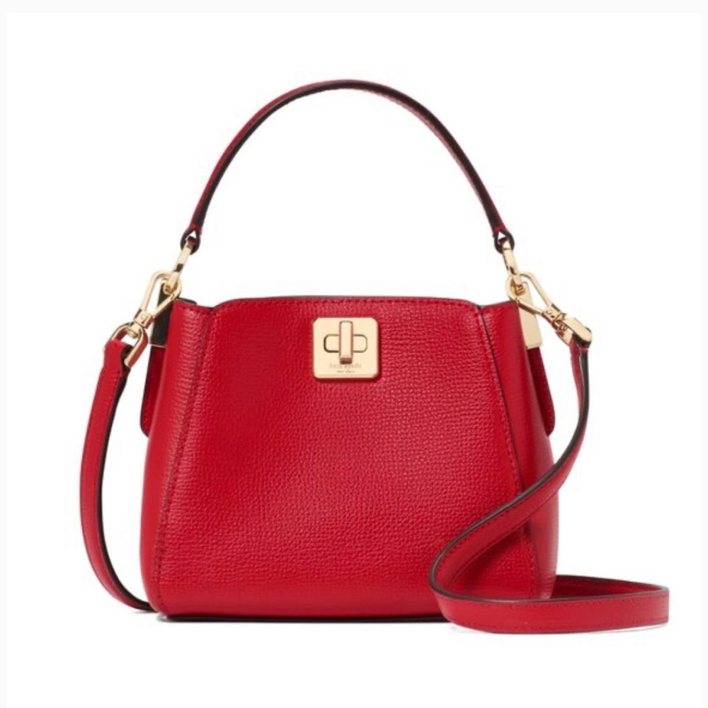 Kate Spade red micro mini bucket with top handle and strap NWT